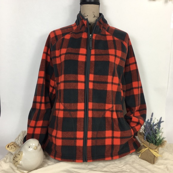 Merona Jackets & Blazers - Fleece Jacket plaid Red Gray Tartan